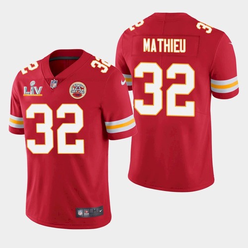 Men's Kansas City Chiefs #32 Tyrann Mathieu Red NFL 2021 Super Bowl LV Stitched Jersey